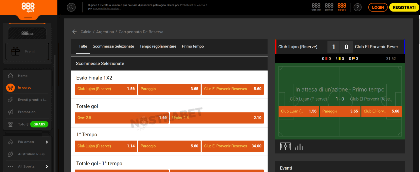 Scommesse live 888sport