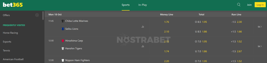 bet365 baseball betting