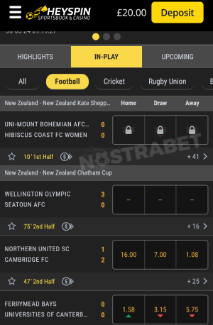 HeySpin live betting mobile