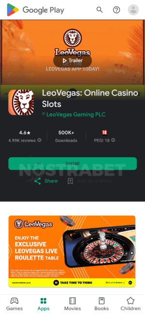 LeoVegas Google Play Install