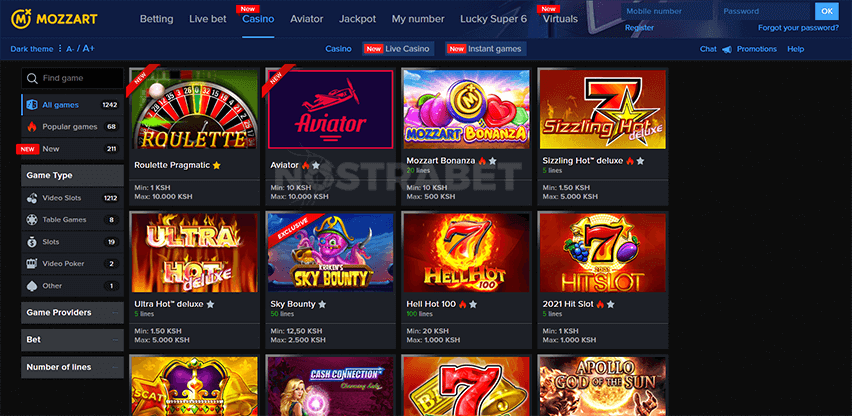 Mozzart Kenya Casino Games