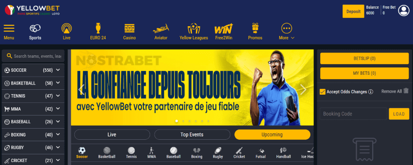 Yellowbet Guinea homepage